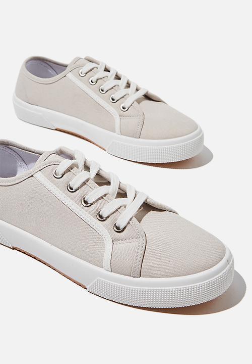 Cotton On - Lisa lace up plimsoll - grey & white 