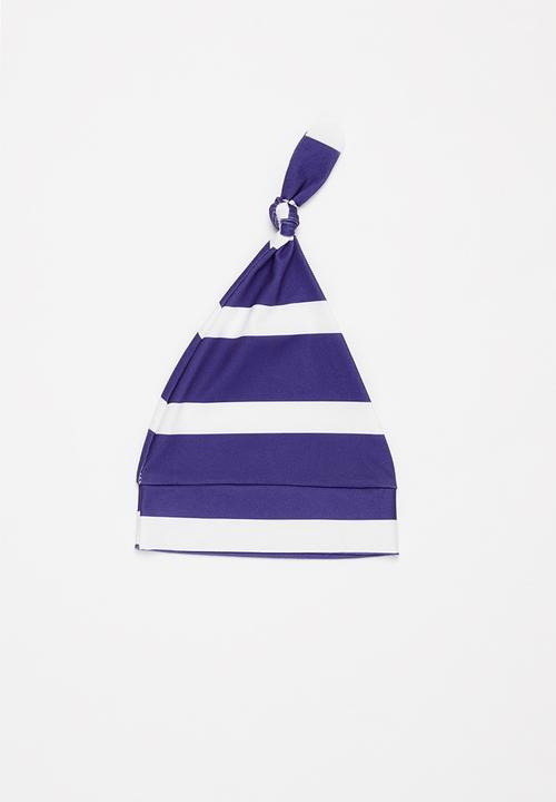 Pop Candy - Boys beanie & receiving blanket set - navy & white