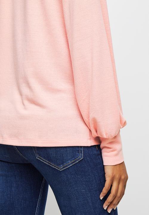 edit - Balloon Sleeve textured tee - pink