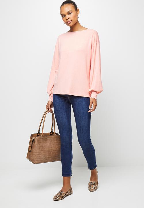edit - Balloon Sleeve textured tee - pink