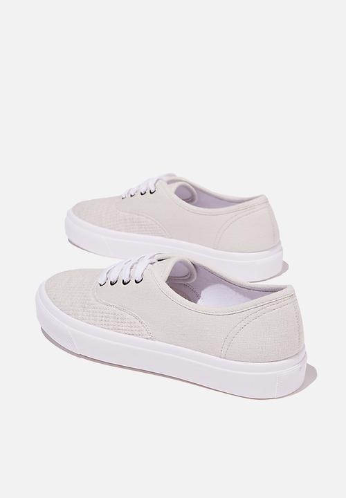 Cotton On - Jamie lace up plimsoll - grey waffle