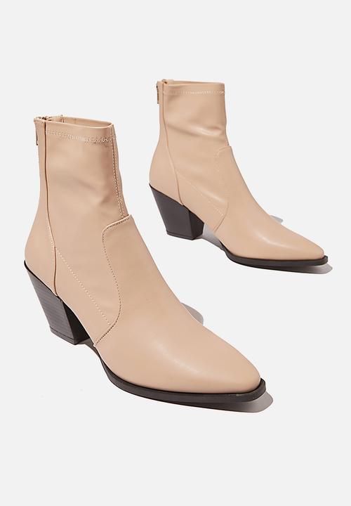 Cotton On - Stassi western sock boot - beige smooth
