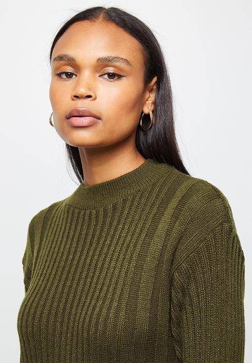 edit - Rib detail knitwear tunic - fatigue