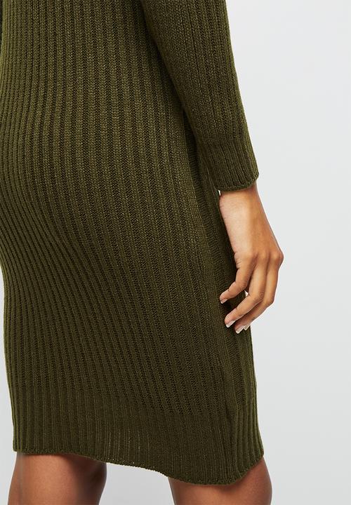 edit - Rib detail knitwear tunic - fatigue