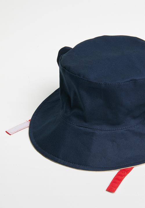 Pop Candy - Reversible bear bucket hat - navy & beige