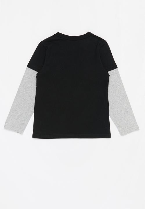 Pop Candy - Boys long sleeve space tee - grey & charcoal