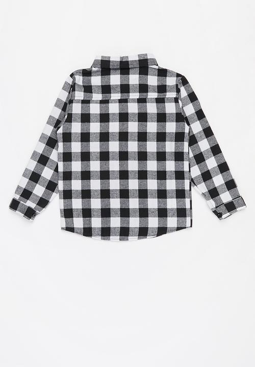 Pop Candy - Boys check shirt - black & white