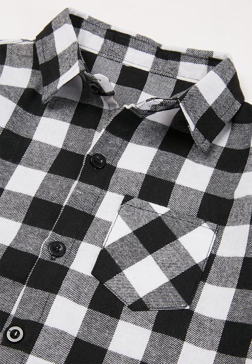 Pop Candy - Boys check shirt - black & white