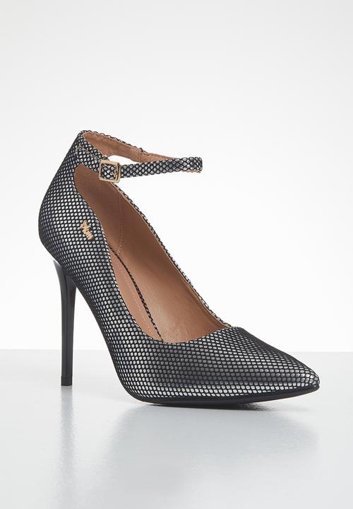 Plum - Ruby ankle strap court - silver