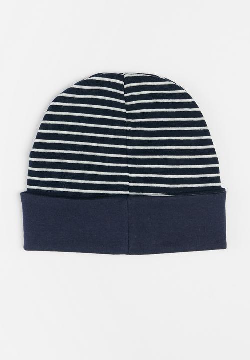 Pop Candy - Boys stripe beanie - navy & white
