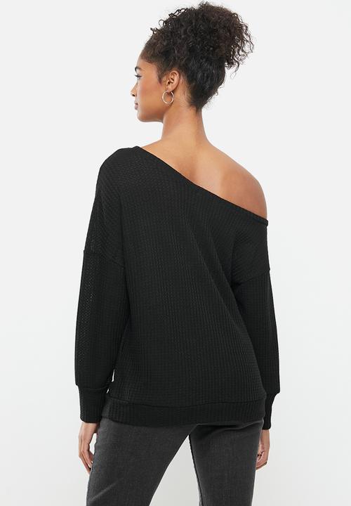 STYLE REPUBLIC - Drop shoulder knit top - black