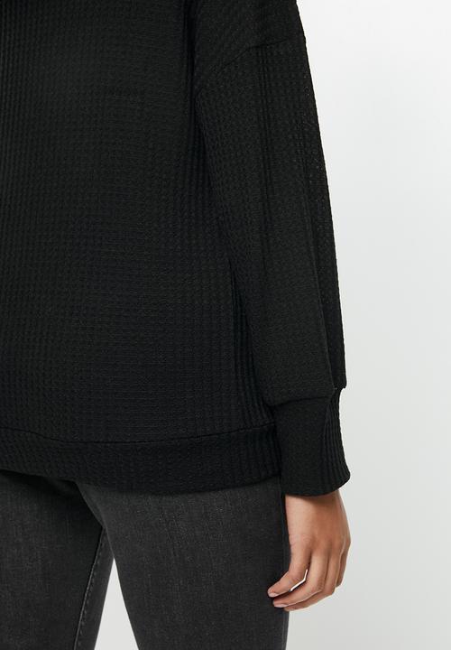 STYLE REPUBLIC - Drop shoulder knit top - black