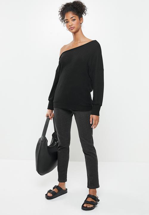 STYLE REPUBLIC - Drop shoulder knit top - black