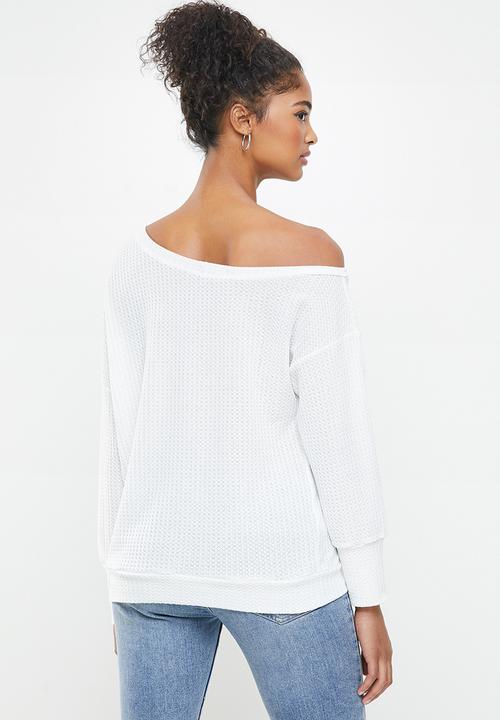 STYLE REPUBLIC - Drop shoulder knit top - white
