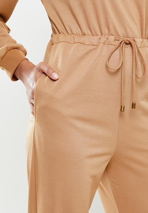 Blake - Fleece drawstring jumpsuit - camel