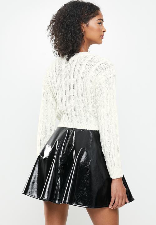 Blake - Cable knit crop top fitted - off white 