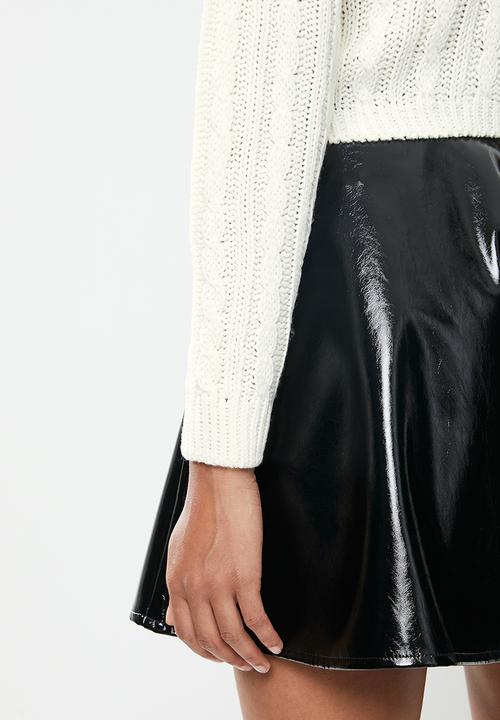 Blake - Cable knit crop top fitted - off white 