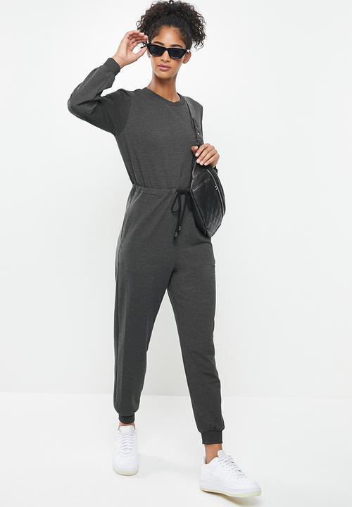 Blake - Fleece drawstring jumpsuit - charcoal
