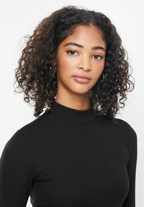 Blake - Rib turtleneck fitted crop top - black