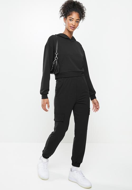 Blake - Fleece cargo jogger - black