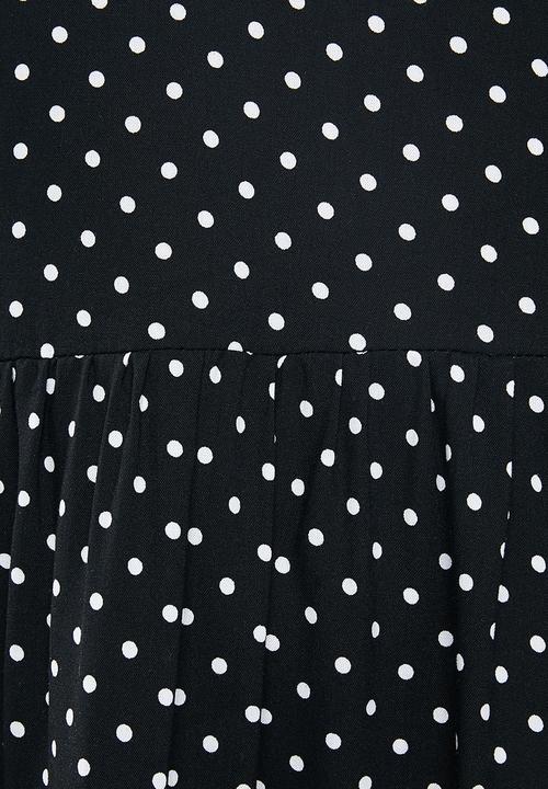 Blake - Combo peter pan collar tiered mini dress with self collar - black