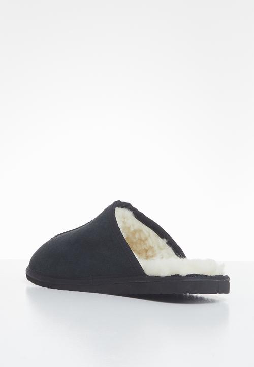 Karu - Mule suede wool inner slipper - black
