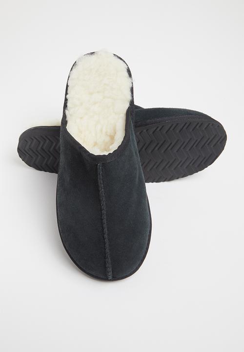 Karu - Mule suede wool inner slipper - black