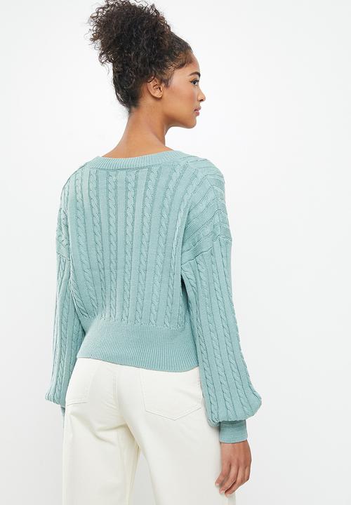Cotton On - Crop cable cardi - blue