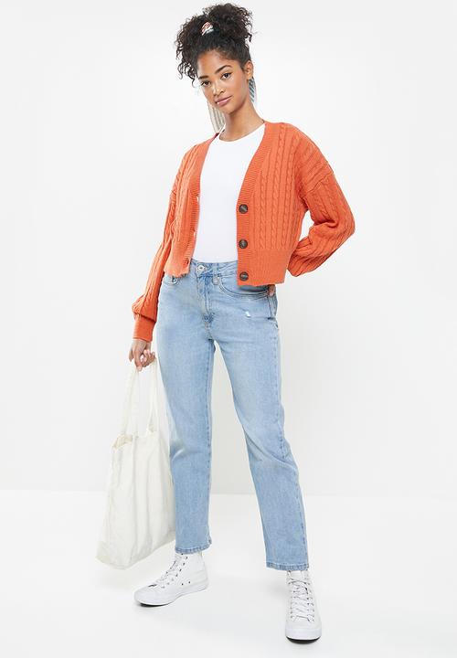 Cotton On - Crop cable cardi - orange
