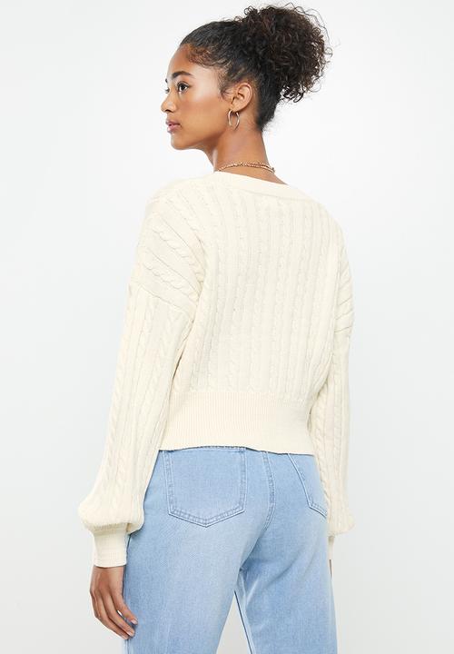 Cotton On - Crop cable cardi - cream