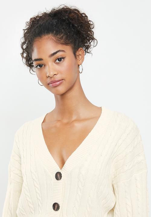 Cotton On - Crop cable cardi - cream