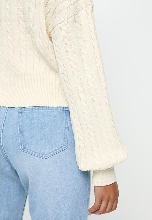 Cotton On - Crop cable cardi - cream