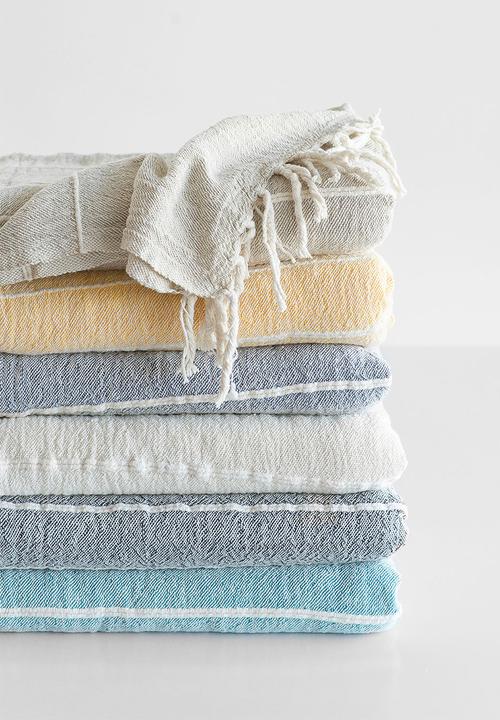 Barrydale Hand Weavers - Contemporary throw - variegated stripes - natural
