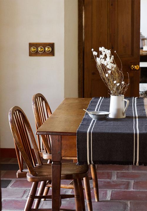 Barrydale Hand Weavers - Contemporary table runner - with stripes - charcoal