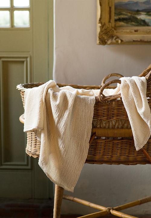 Barrydale Hand Weavers - Baby blanket - stripes throughout - natural