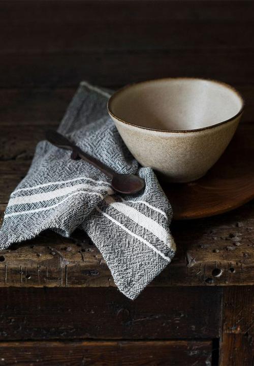 Barrydale Hand Weavers - Contemporary napkins- variegated stripes - charcoal set of 2