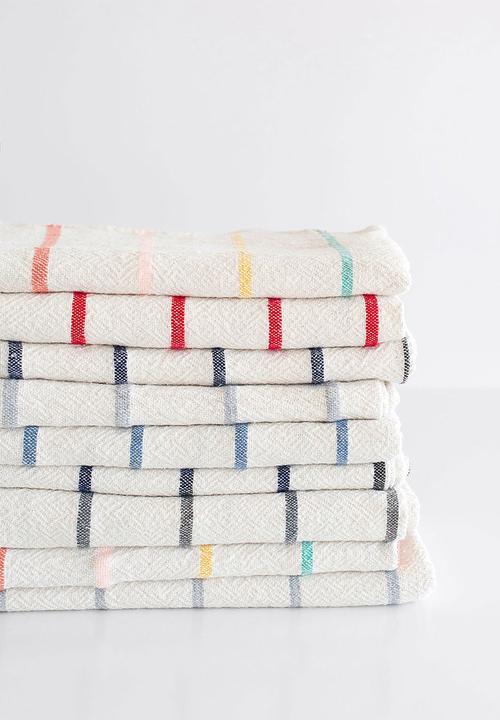 Barrydale Hand Weavers - Large country towel  - navy & cream 