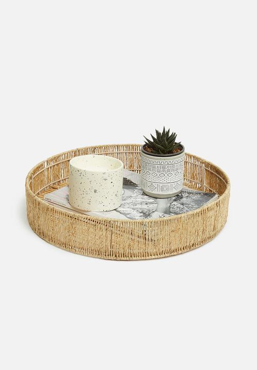 Sixth Floor - Mica tray with jute rim - natural