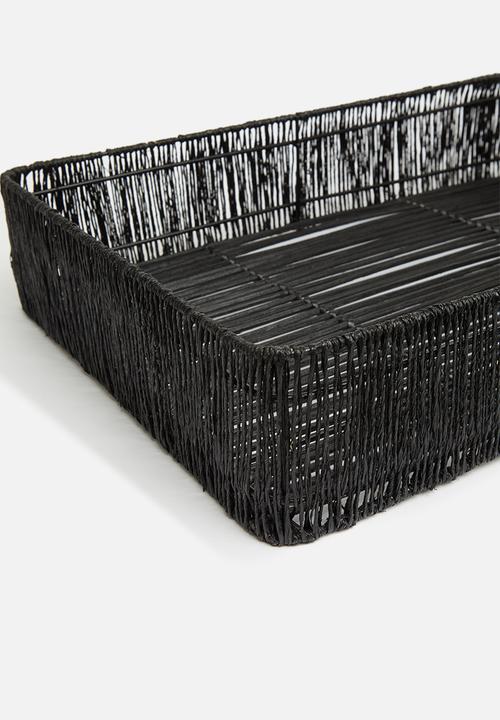 Sixth Floor - Mila tray with jute rim - black