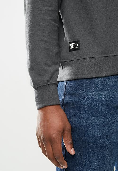 SOVIET - Carlos crew neck sweat top - charcoal
