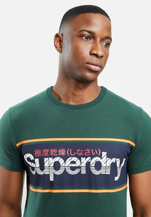 Superdry. - Core logo stripe tee - green 