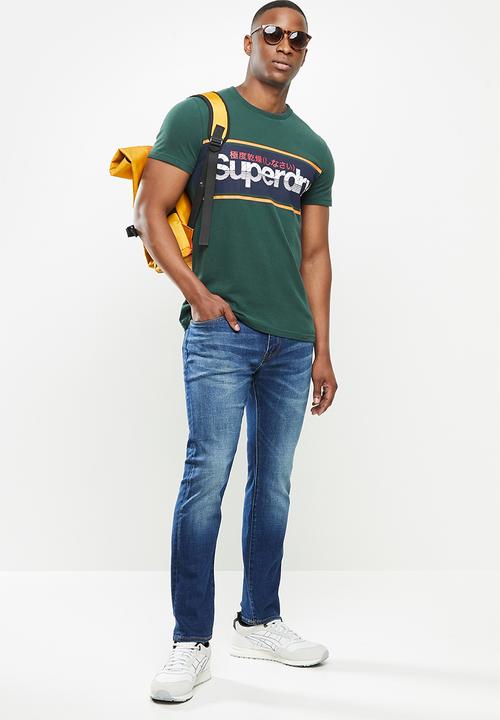 Superdry. - Core logo stripe tee - green 