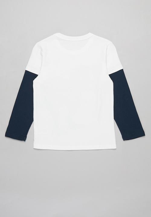 Pop Candy - Boys dino print tee - white & navy