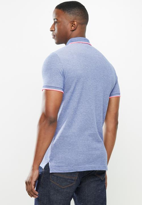 Superdry. - Poolside pique short sleeve polo - blue