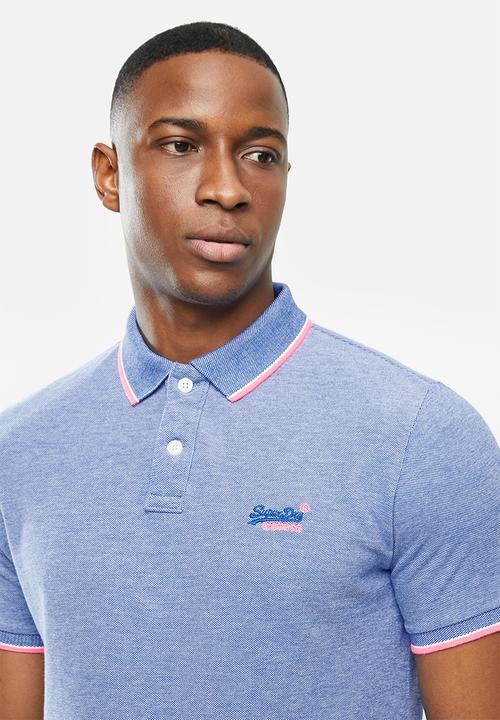 Superdry. - Poolside pique short sleeve polo - blue