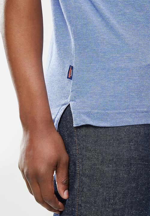Superdry. - Poolside pique short sleeve polo - blue