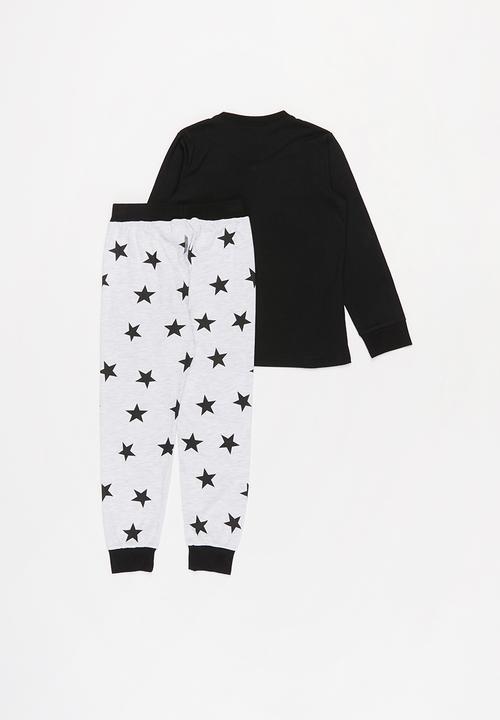 Pop Candy - Boys printed tee & star pants set - black & white