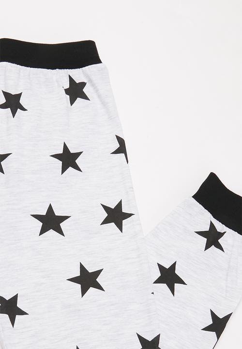 Pop Candy - Boys printed tee & star pants set - black & white