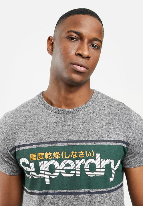 Superdry. - Core logo stripe tee - grey