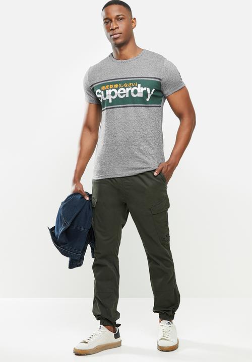 Superdry. - Core logo stripe tee - grey